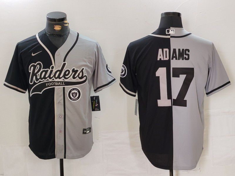 Men Oakland Raiders #17 Adams Black grey Joint Name 2024 Nike Limited NFL Jersey style 1